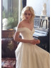 Off Shoulder Ivory Glitter Tulle Modern Wedding Dress